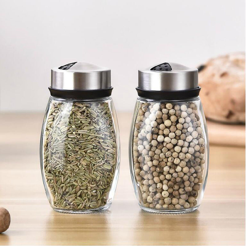 Easy To Rotate Kitchenware Storage Seasoning Glass Jar Set