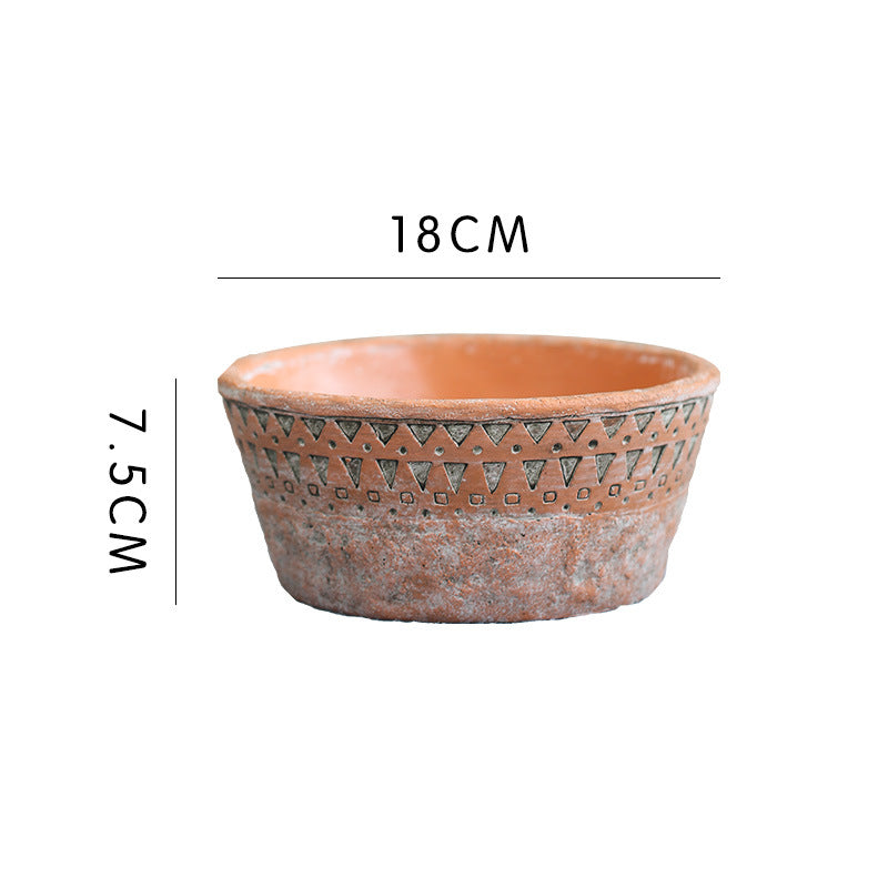 African earthenware cultivation in vintage terracotta pots