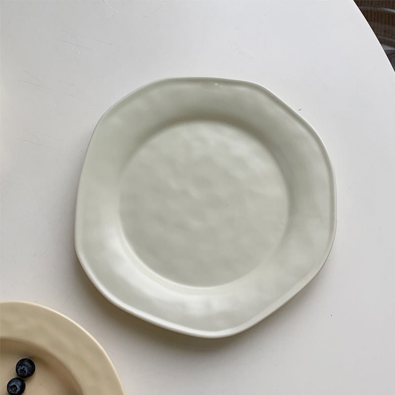 Irregular Hand-squeezed Matte Tableware Dessert Cake Plate Yogurt Breakfast Cereal Bowl Soup Plate