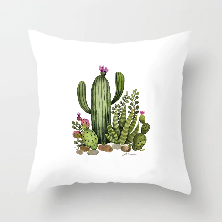 Soft Cactus Print Throw Pillow Cushion Cover