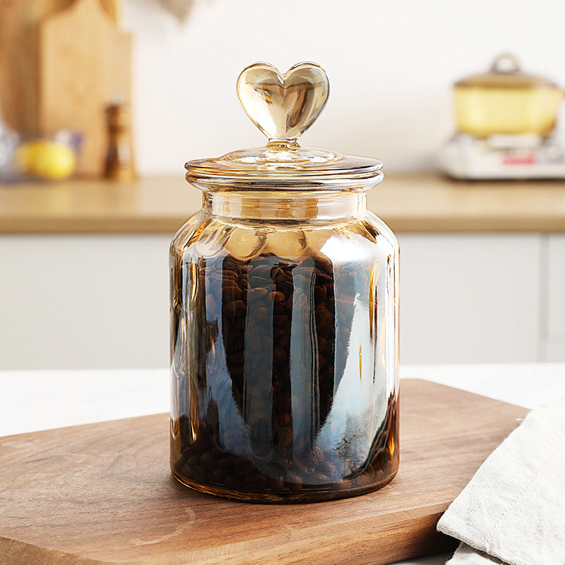 Stained Glass Sealed Jar Love Glass Bottle Household Transparent With Lid Kitchen Food Storage Jar Kimchi Jar