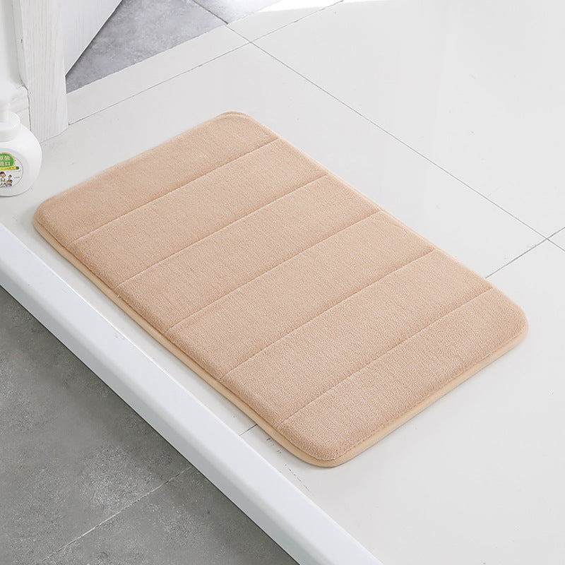 Home Bath Mat Coral Fleece Bathroom Carpet Water Absorption Non-slip Memory Foam Absorbent Washable Rug Toilet Floor Mat