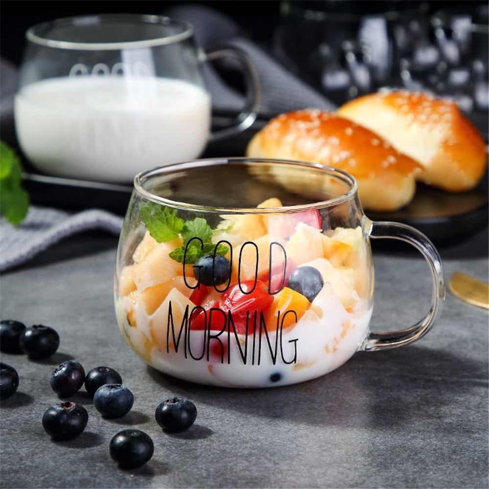 Heat-resistant glass round fun cup milk cup breakfast cup