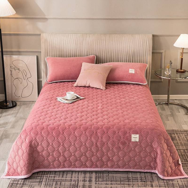 New Milk Bed Cover Quilted Coral Fleece