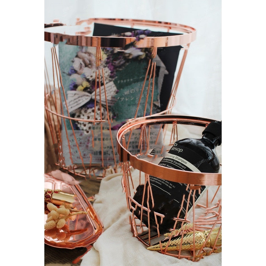 Nordic Style Fashion Wrought Iron Storage Basket Desktop Book And Newspaper