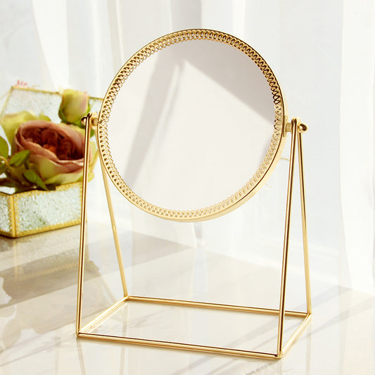 Golden Metal Decorative Mirror Nordic Office Makeup Mirror