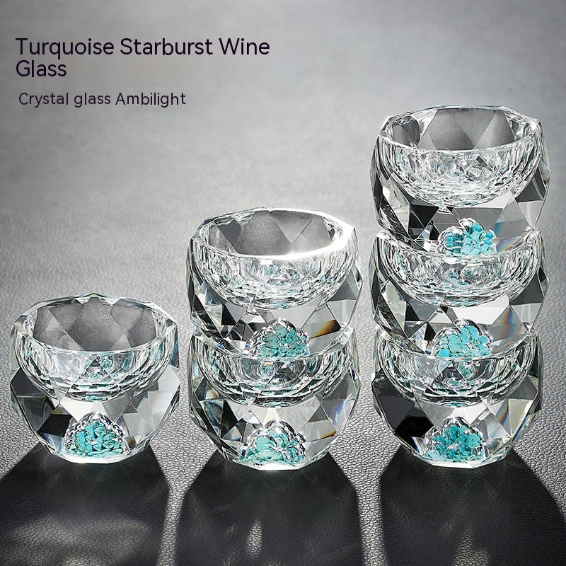 Household Wineglass Set Asterism Turquoise Star Diamond Wine Glass Simple Gift Box