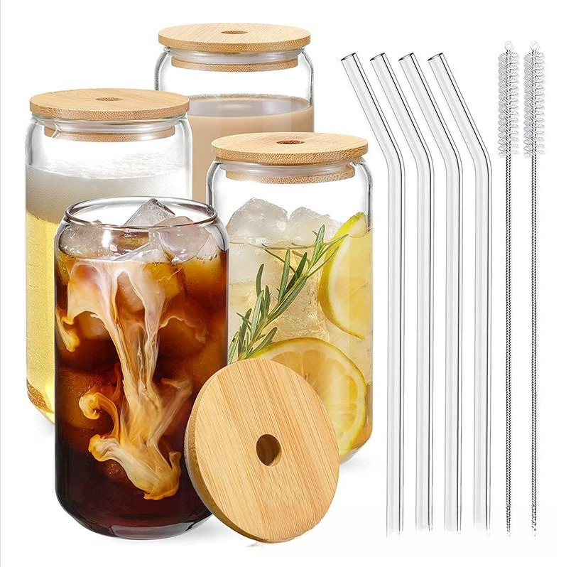 Coke Cup Mason Cup Cup With Straw Borosilicate Glass Cup With Lid