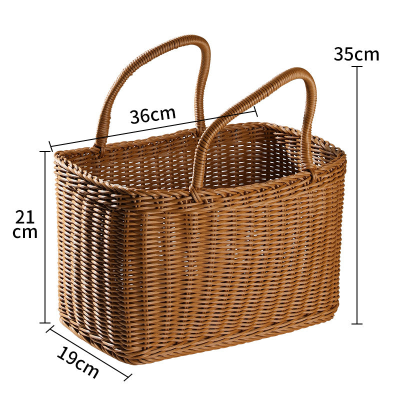 Shopping Basket Plastic Woven Basket Literary Fan