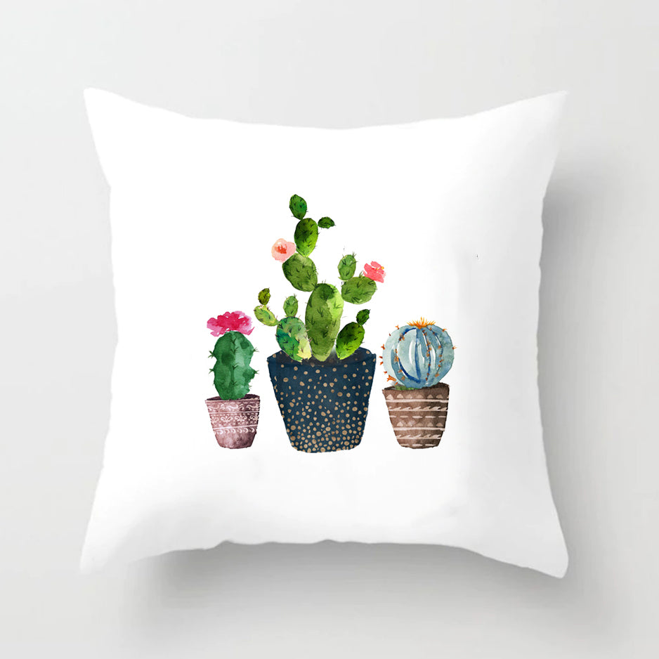 Soft Cactus Print Throw Pillow Cushion Cover