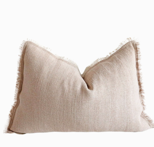 Summer Raw Edge Cotton And Linen Sofa Bed Decorative Cushion Square Waist Pillow