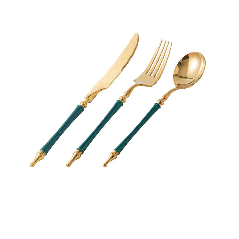 Steak Golden Knife Fork And Spoon Three-piece Set