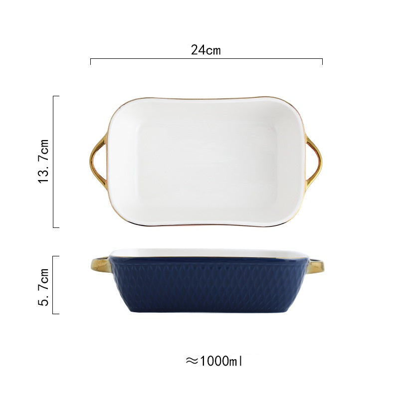 Creative Ceramic Double Ear Baking Tray With Phnom Penh