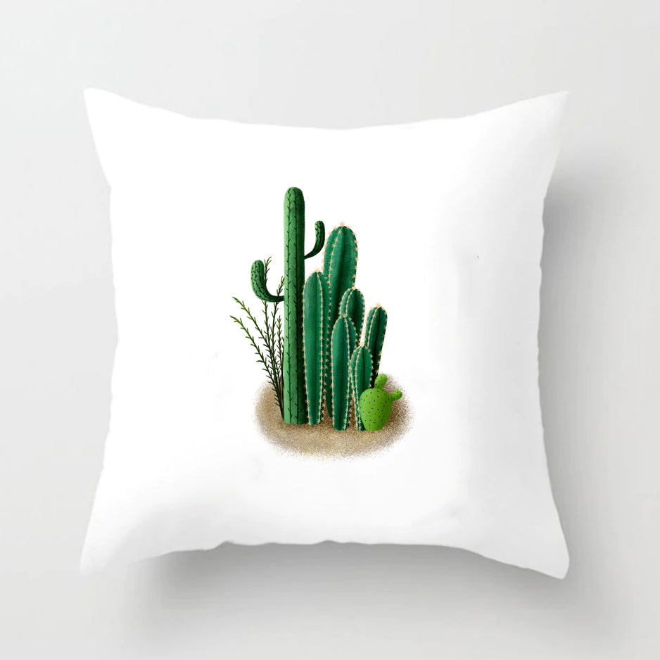 Soft Cactus Print Throw Pillow Cushion Cover