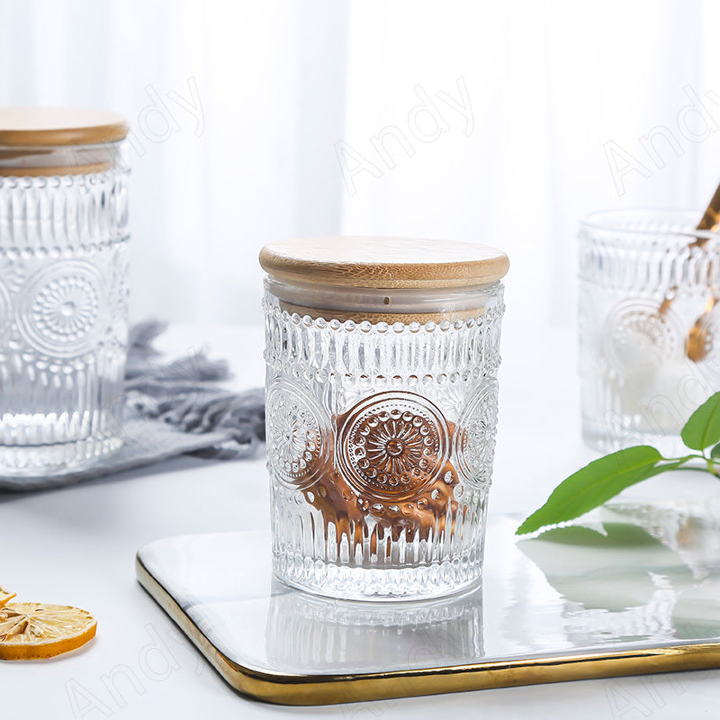 Retro Embossed Glass Storage Sealed Jar