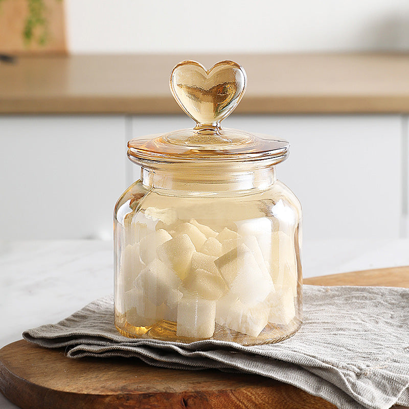 Stained Glass Sealed Jar Love Glass Bottle Household Transparent With Lid Kitchen Food Storage Jar Kimchi Jar