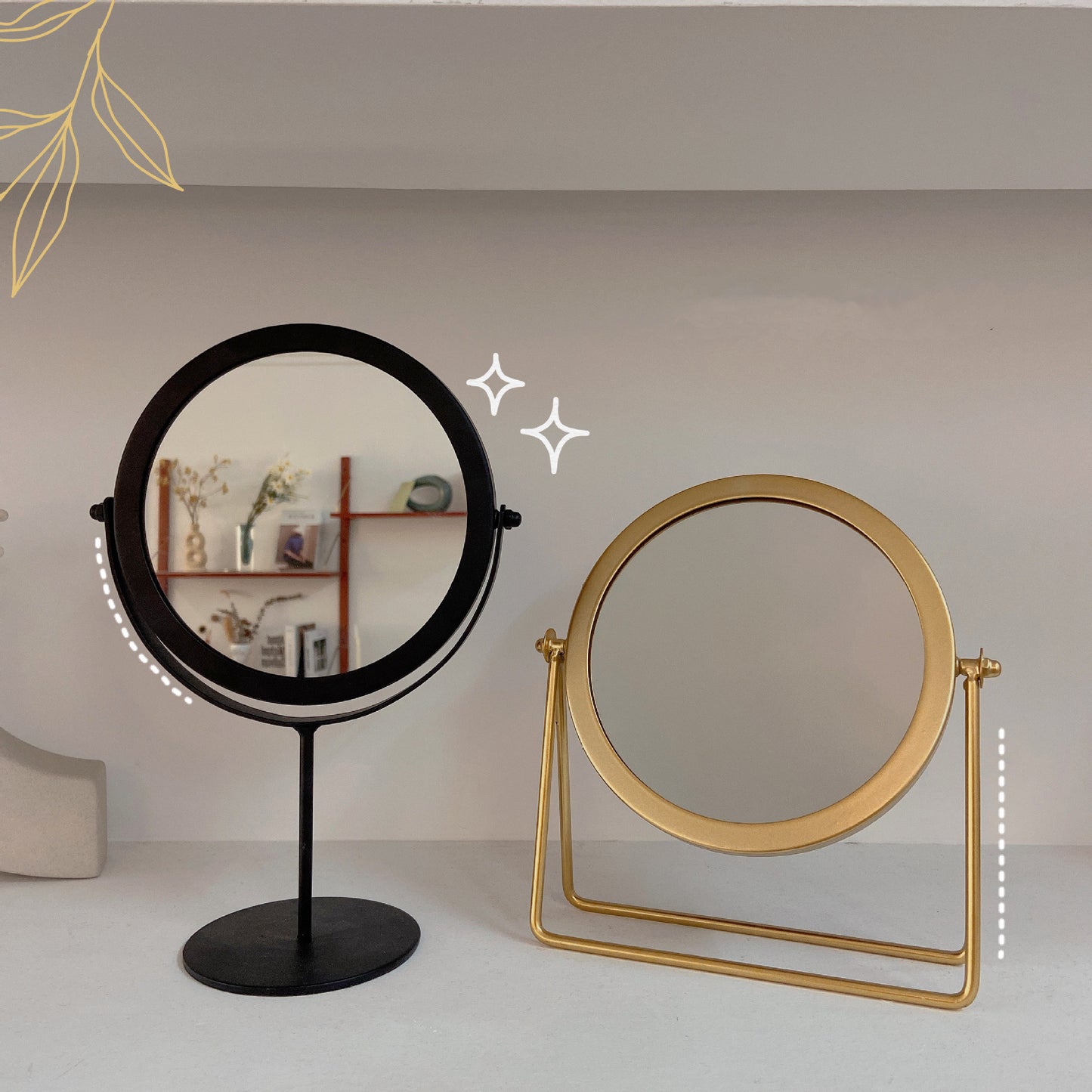 Retro Wrought Iron Desktop Mirror Student Dormitory Desktop