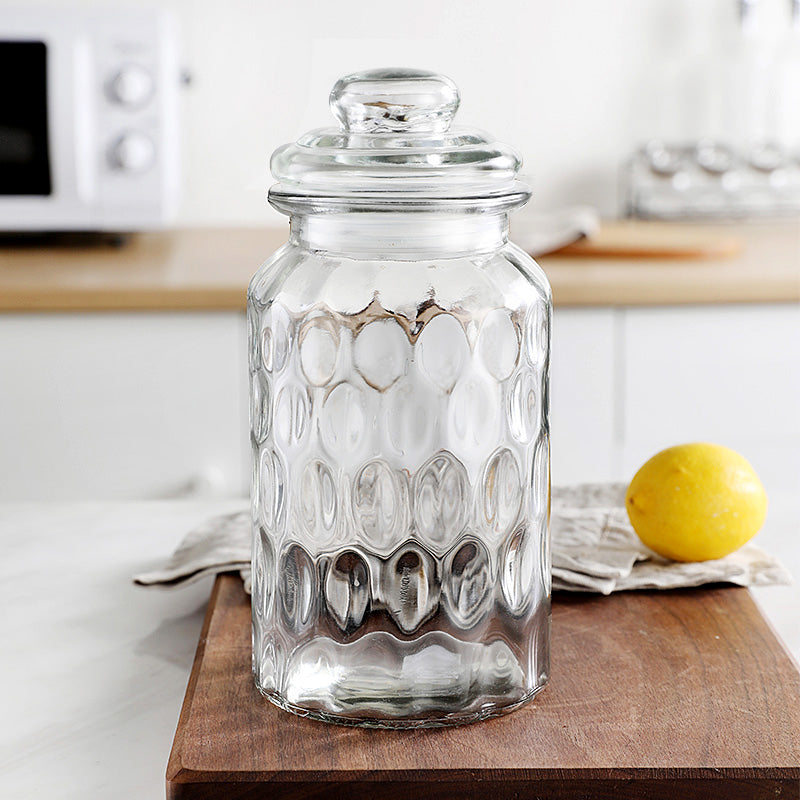 Stained Glass Sealed Jar Love Glass Bottle Household Transparent With Lid Kitchen Food Storage Jar Kimchi Jar