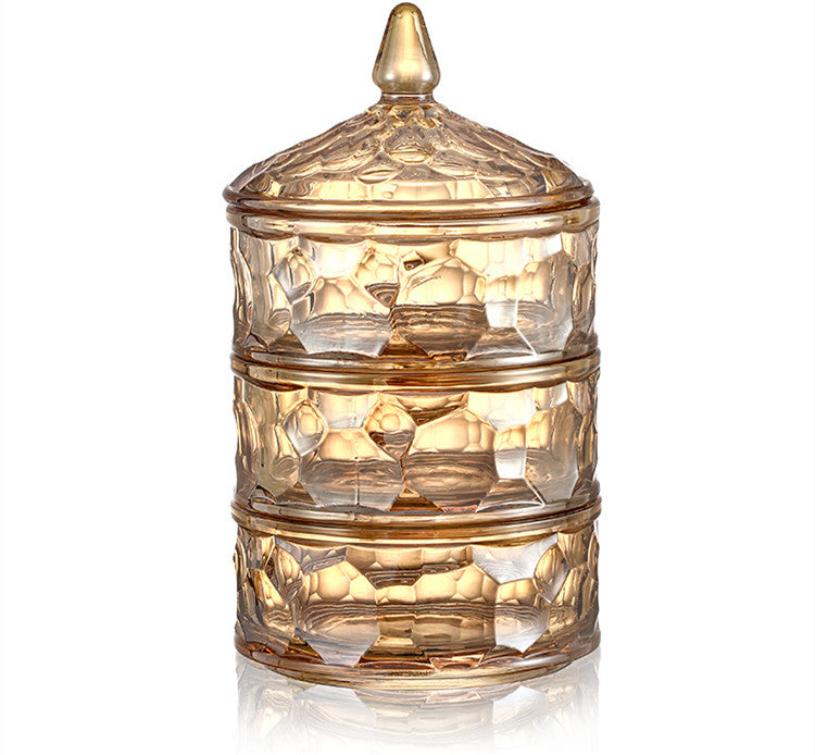 Coffee cube sugar jar sugar jar candy jar European exquisite crystal glass cup transparent candy box with cover storage box