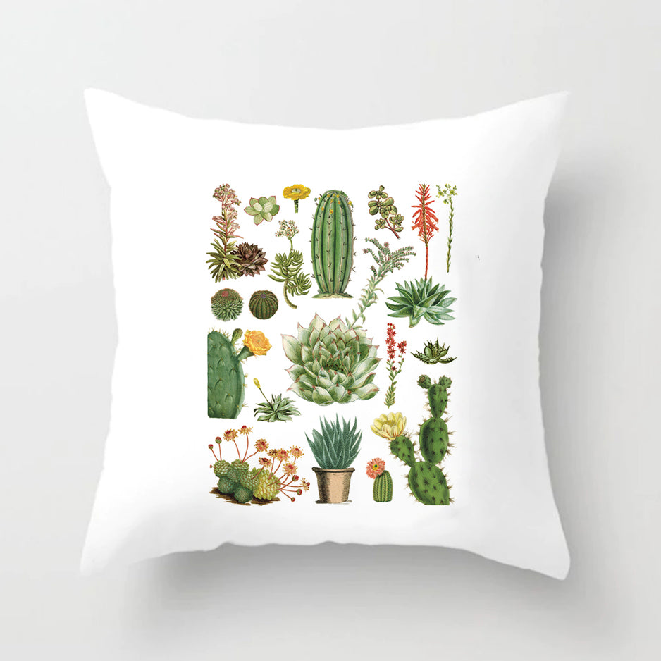 Soft Cactus Print Throw Pillow Cushion Cover