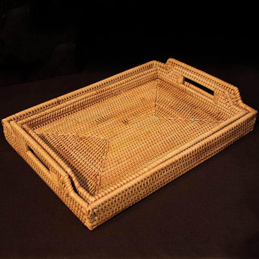 Rattan solid wood dry tea tray