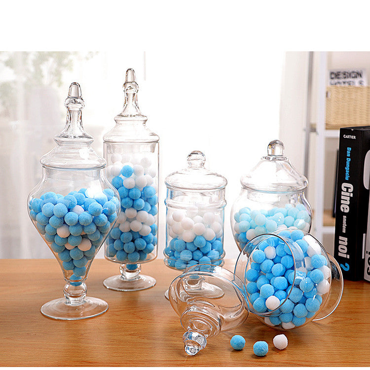 Clear Glass Decorative Candy Storage Jar