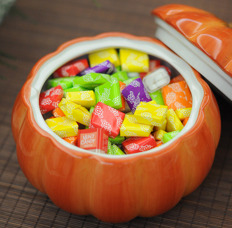 Ceramic Pumpkin Shape Candy Storage Jar