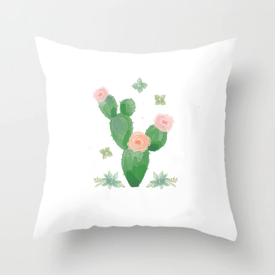 Soft Cactus Print Throw Pillow Cushion Cover