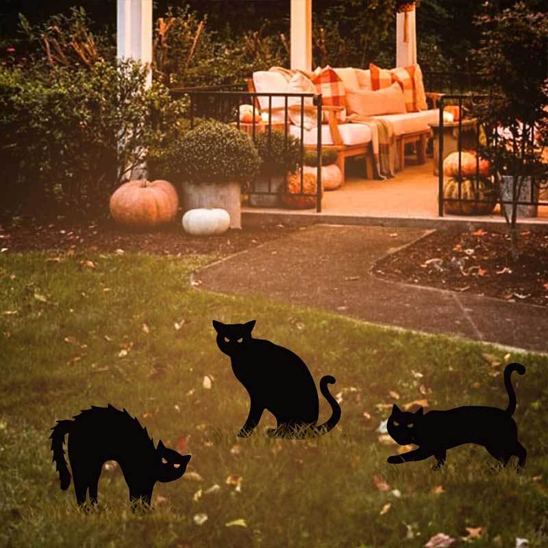 Garden Ornaments Halloween Decorations Black Cat Silhouette