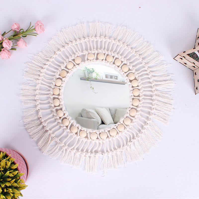 Acrylic Vanity Mirror, Hand-woven Nesting Wall Mirror, Bedroom Bathroom Coat Mirror