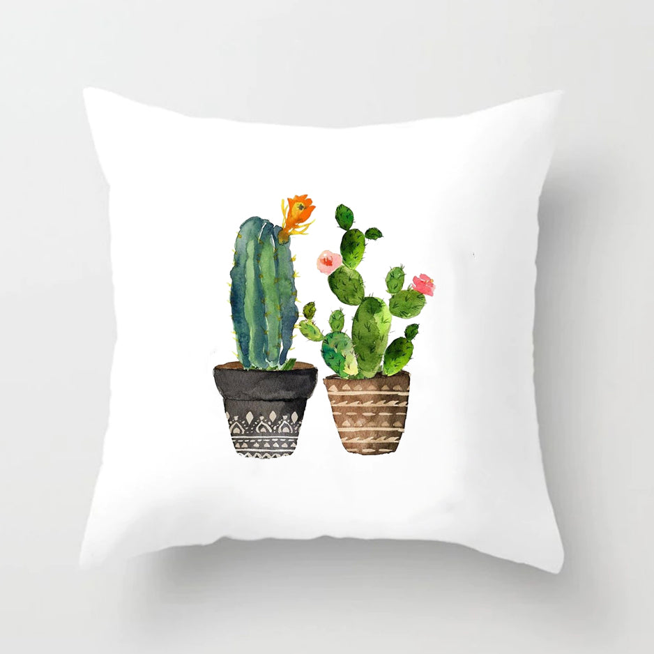 Soft Cactus Print Throw Pillow Cushion Cover