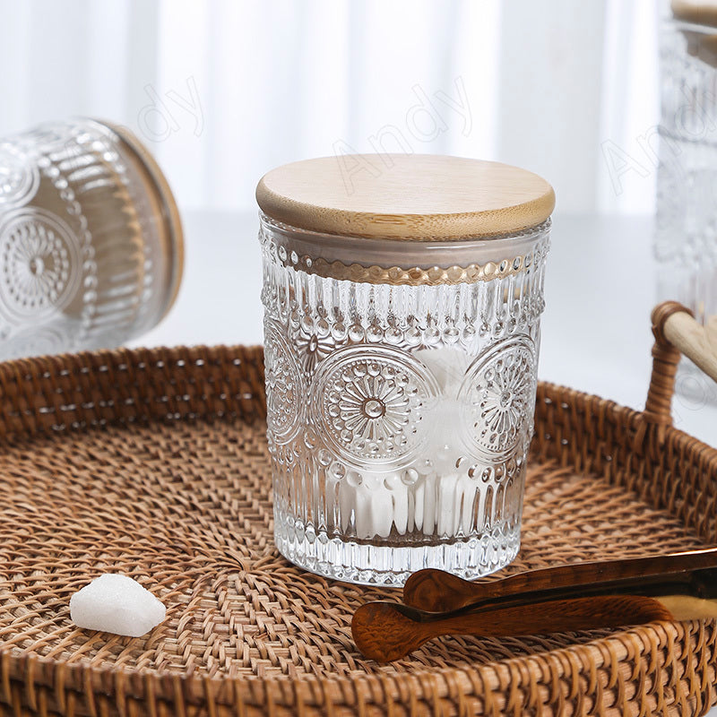 Retro Embossed Glass Storage Sealed Jar