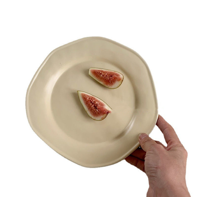 Irregular Hand-squeezed Matte Tableware Dessert Cake Plate Yogurt Breakfast Cereal Bowl Soup Plate