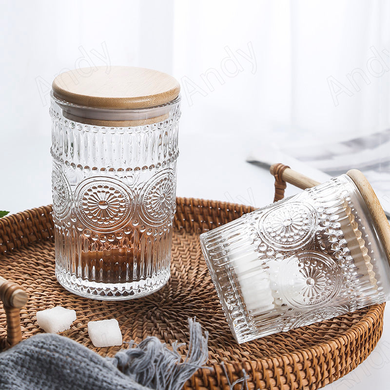 Retro Embossed Glass Storage Sealed Jar