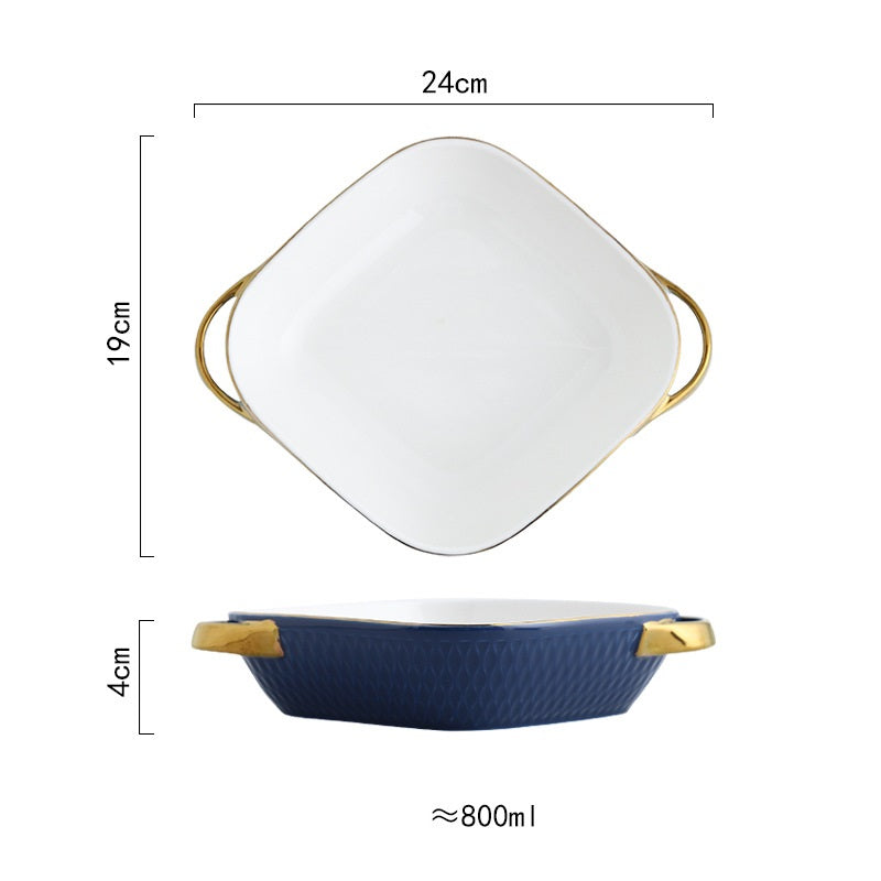 Creative Ceramic Double Ear Baking Tray With Phnom Penh