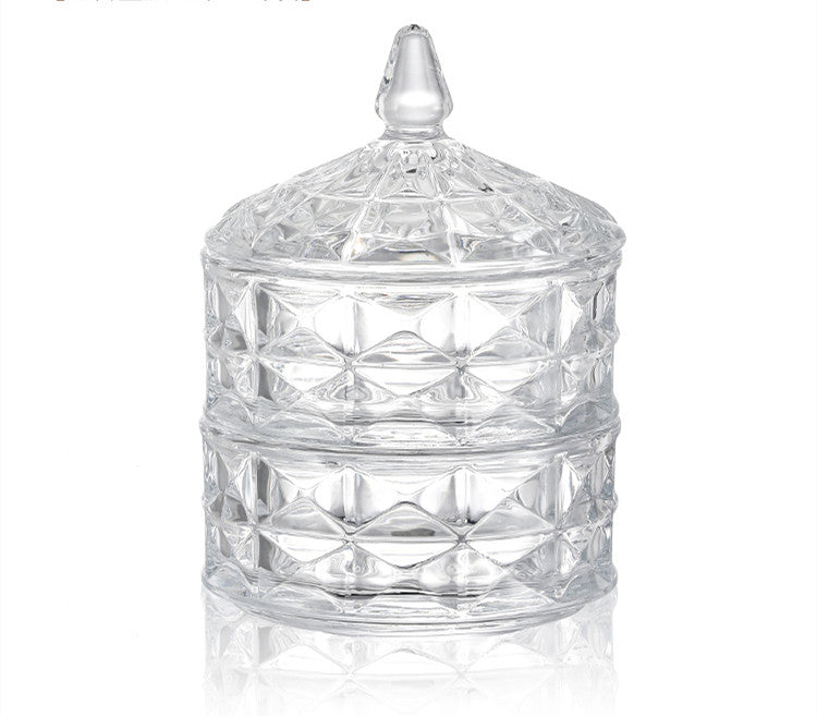 Coffee cube sugar jar sugar jar candy jar European exquisite crystal glass cup transparent candy box with cover storage box