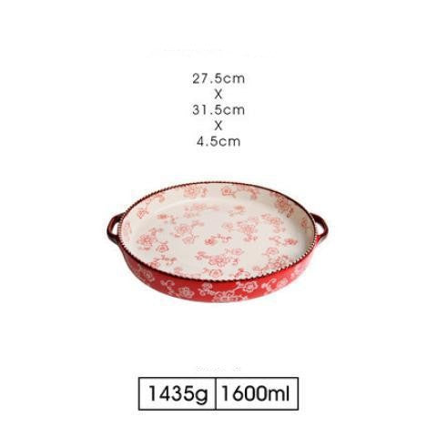 Cherry Blossom Hand -painted Ceramic Baking Sheet