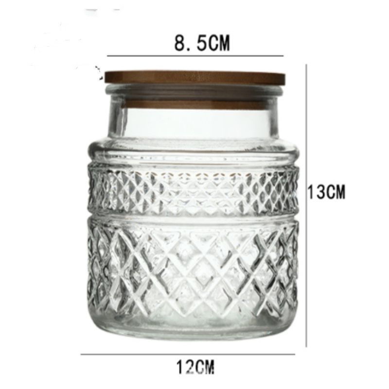 New French Glass Sealed Jar Bamboo Lid Moisture-proof Storage Jar