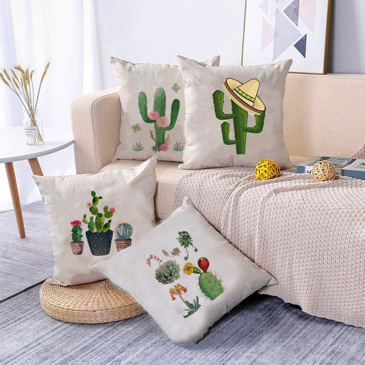 Soft Cactus Print Throw Pillow Cushion Cover