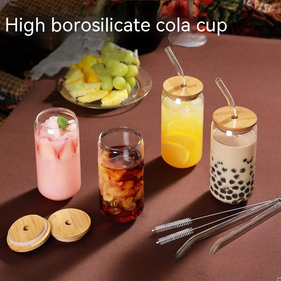 Coke Cup Mason Cup Cup With Straw Borosilicate Glass Cup With Lid