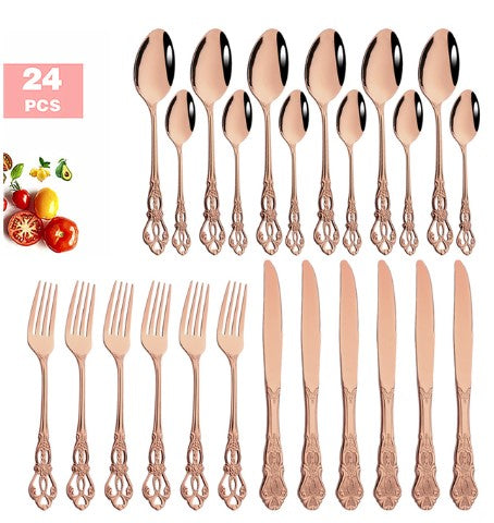 Stainless Steel Cutlery Spoon West Dinnerware Set Gold Plated