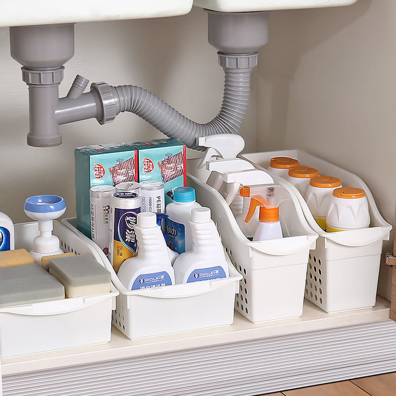 Movable Shelf For Supplies And Sundries Under Sink Storage Basket