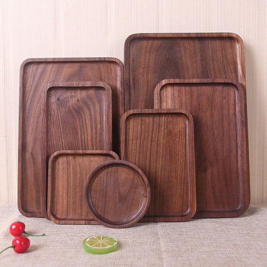 Wooden Black Walnut Rectangular Dinner Plate